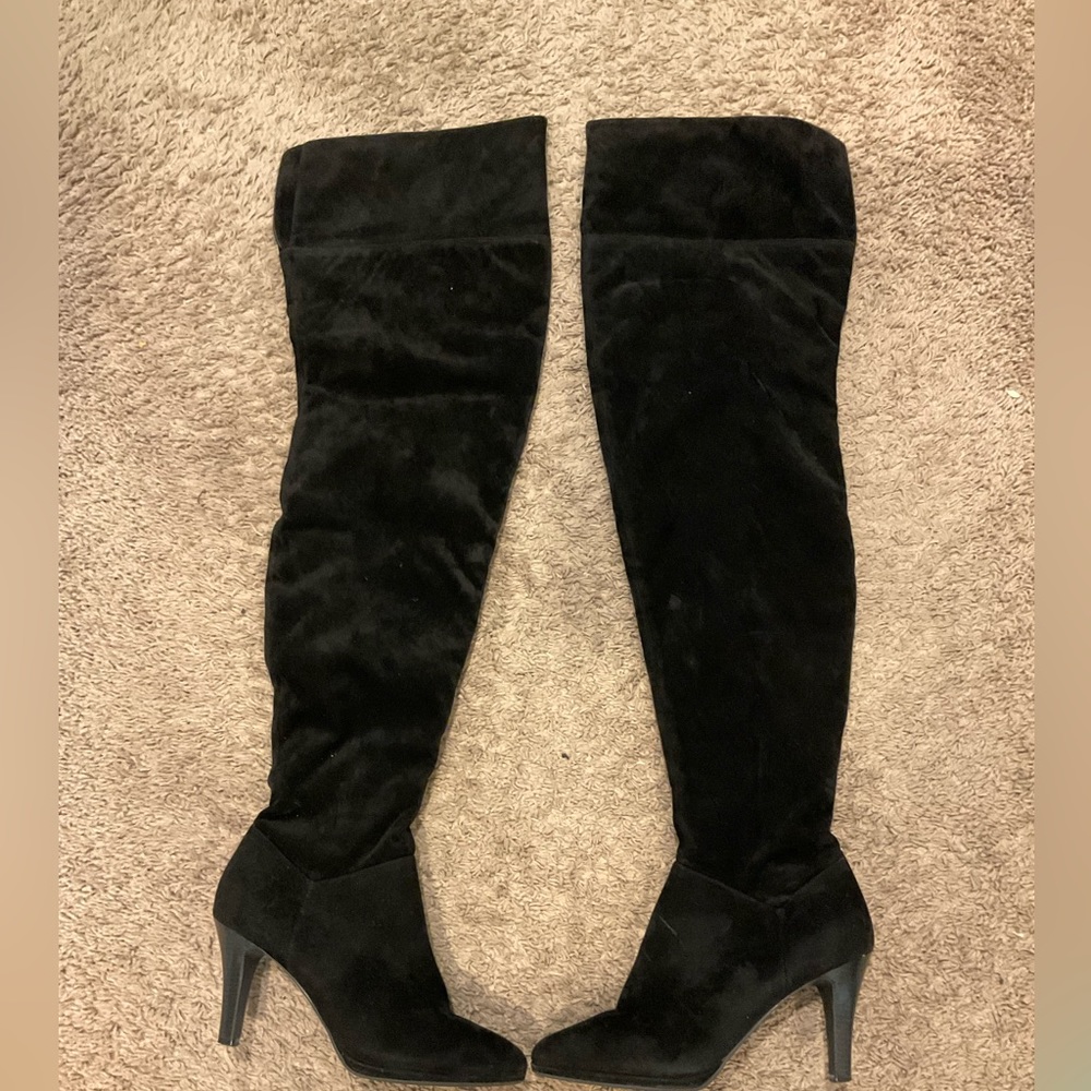 Worthington Vivian suede black over the knee boots